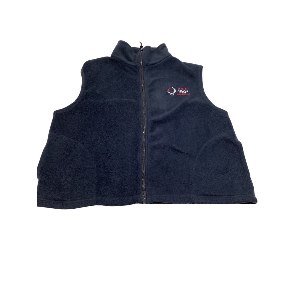 Team USA Beijing‎ 08 Olympics Fleece Vest Mens XL Navy Blue Full Zip Embroidered